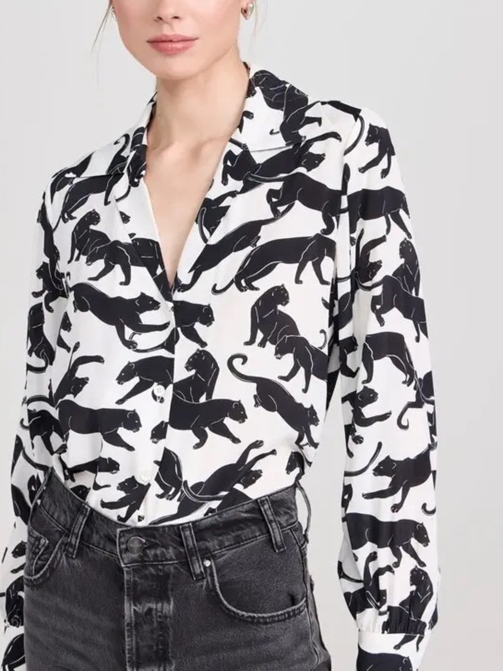 ANINE BING Mylah Panther Print Shirt | Size M